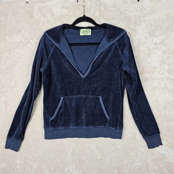 Vintage Juicy Couture Velour Hoodie Large Y2K Preppy Paris USA Made Athleisure - Picture 1 of 6